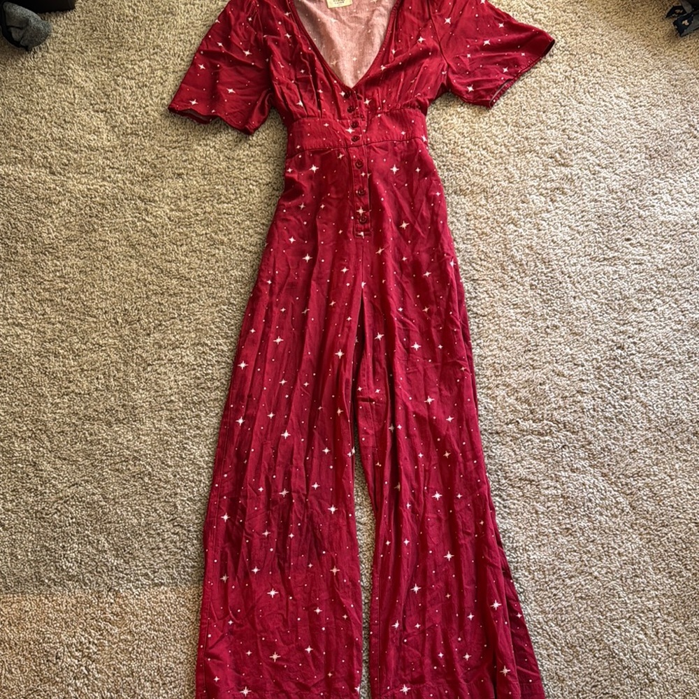 Marine Layer Red Jumpsuit with White Accents